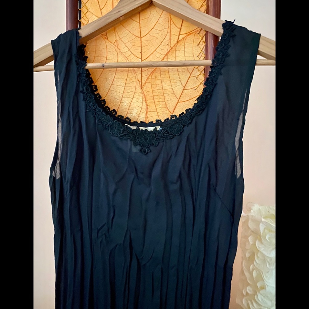Vintage Gothic Lace Hem Sleeveless Dress S